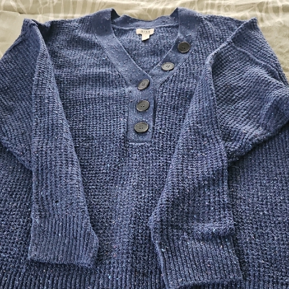 a.n.a Cozy Blue V-Neck Sweater
